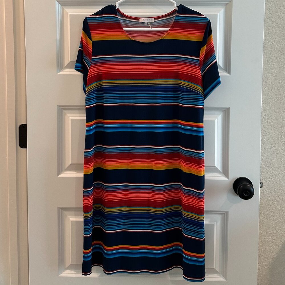 1.State Multi-Color Striped Dress Size L
